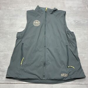 Stio Pinion Alpha Vest Womens Large Gray Full Zip Insulated Jackson Hole Logo